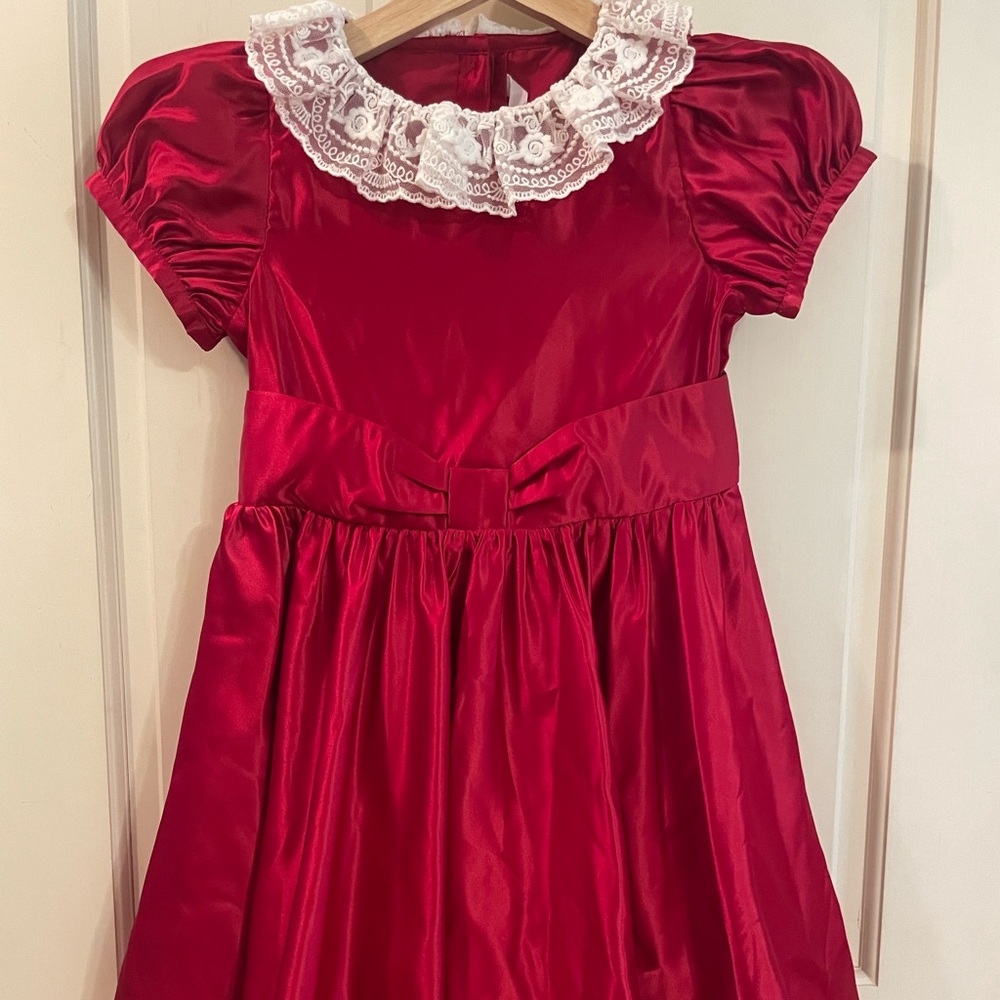 American Girl x Janie and Jack Red Satin Dress